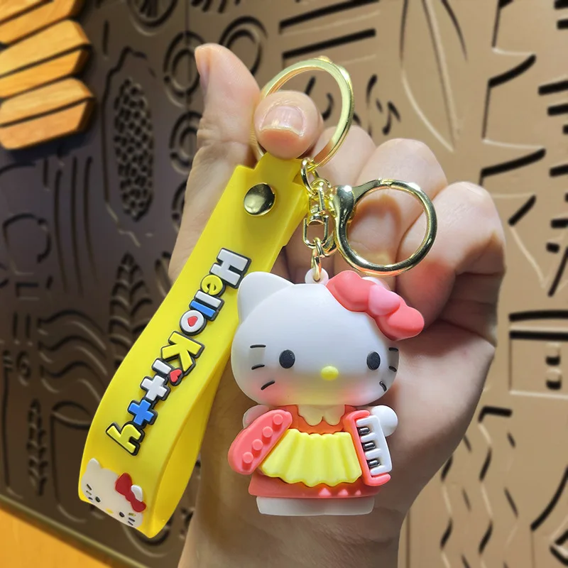 Sanrio Melody Kuromi Hello Kitty Cinnamoroll Soft Rubber KT Cat Keychain Car Bag Pendant Keyring Birthday Jewelry Holiday Gifts