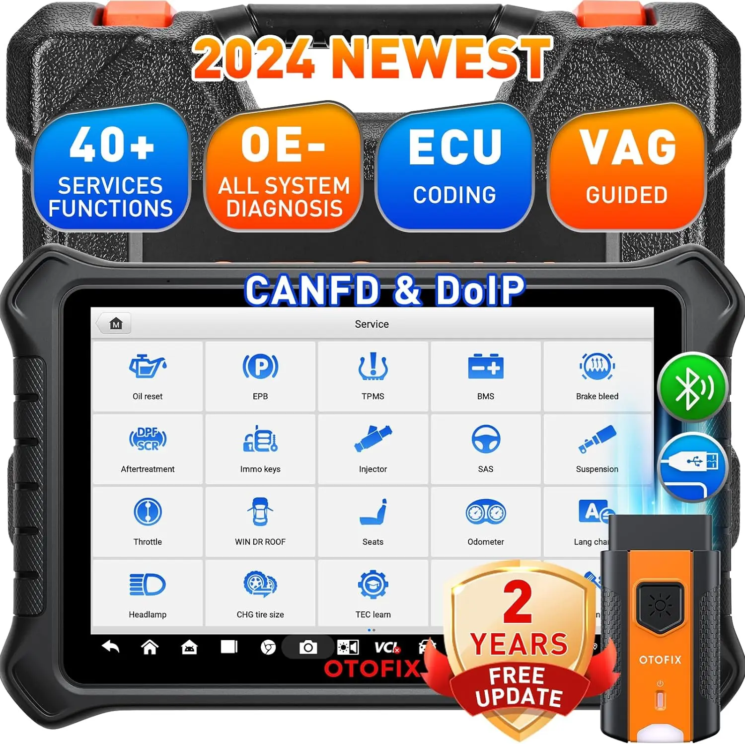 OTOFIX D1 PRO Diagnostic Scanner ECU Coding BiDirectional Control Bluetooth Diagnostic Tools 2 Years Free Shipping OBD2 Scanner