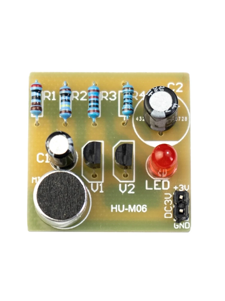 Kit di produzione di luci flash a LED con controllo vocale Kit di apprendimento divertente Parti di produzione di saldatura elettronica fai-da-te HU-M06