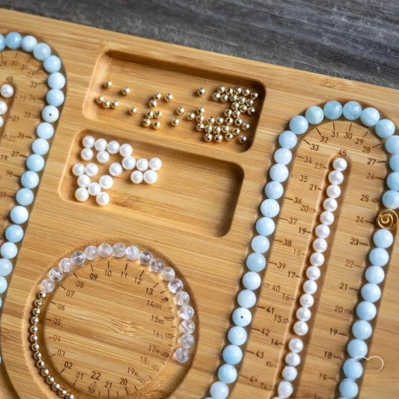 Beaded Design Plate Bracelet NecklaceBracelet Tray, Handmade DIY Tool Storage Plate Beaded Plate  Solid Wood Beaded Board