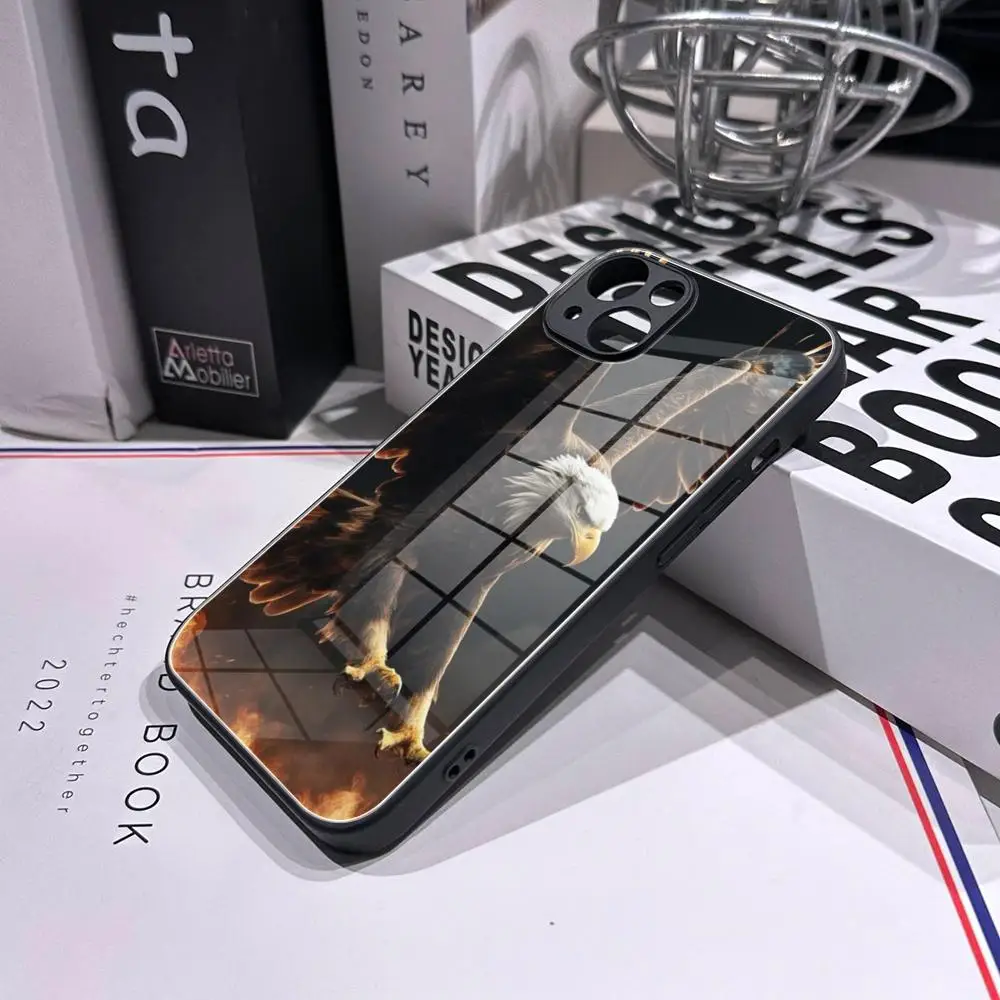 Eagle Fierce eagle falcon Phone Case Tempered Glass Shell FOR IPhone 15ProMAX 14 11 12 Pro 8 15 Plus 13 Pro MAX XR XS MINI Cover