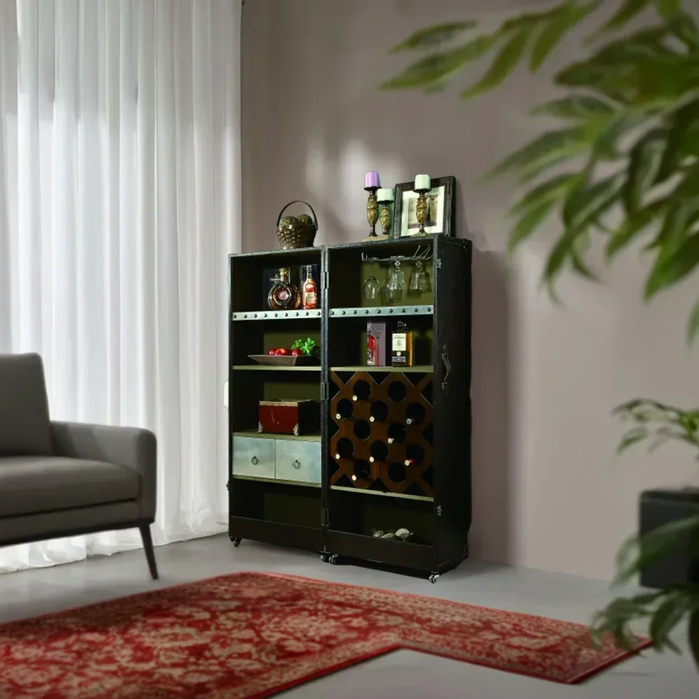 Tampilan Anggur Merah Multi Laci Dekoratif Kayu Tinggi Perabot Ruang Tamu Rumah Kabinet Bar Anggur dengan Laci