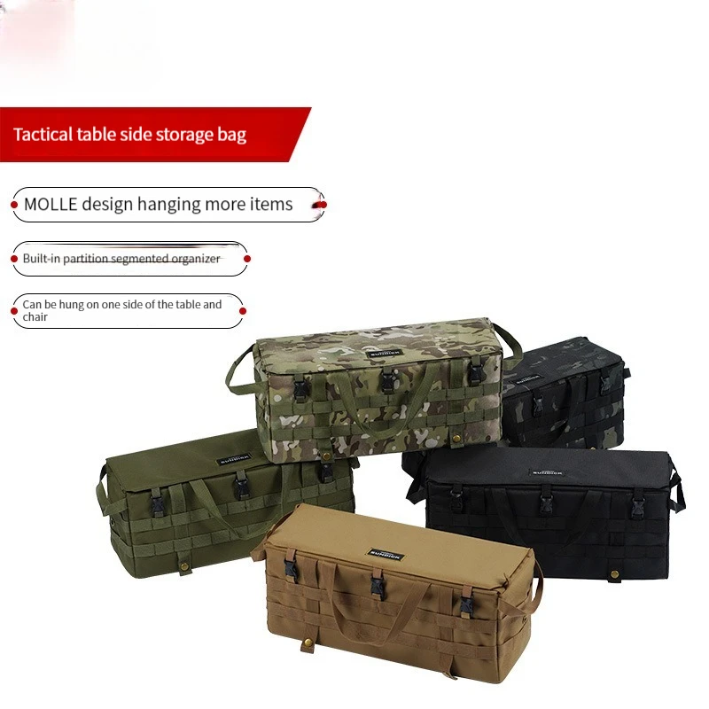 Camping Desk Side Storage Bag Molle Oxford Cloth Hanging Pocket for Table Fishing Chair Side Bag Fishing Tackle Organizer Pouch