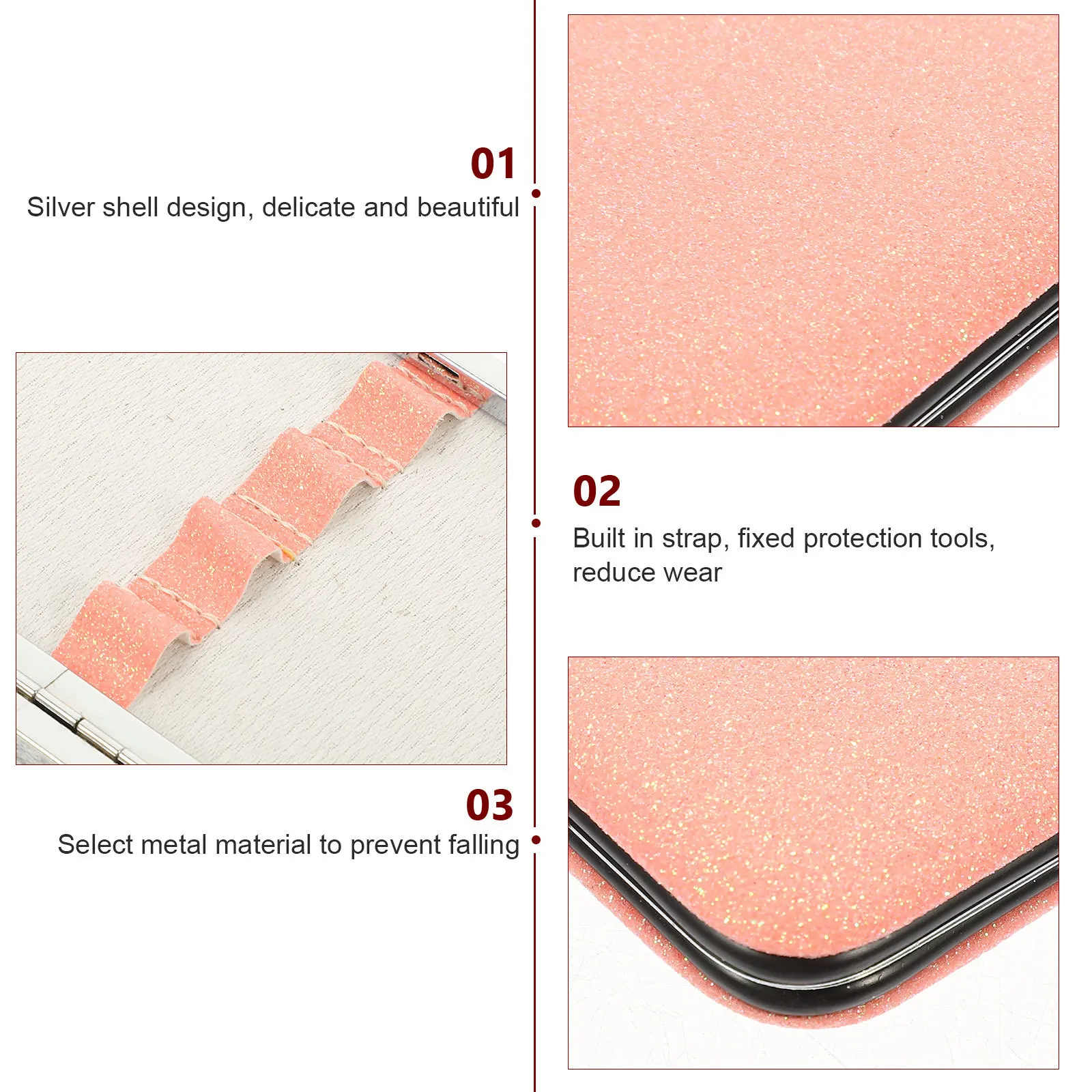 

Slim Eyelash Tweezers Box with Golden Texture Magnetic Design Portable Storage Container for Makeup Tools Holder Case