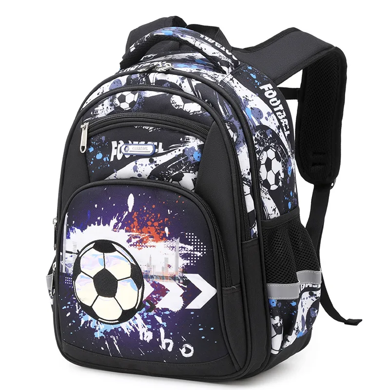 Cartoon Futebol Imprimir Schoolbags para adolescente, meninos e meninas, impermeável, grande capacidade, mochilas infantis, sacos de livro de estudante primário