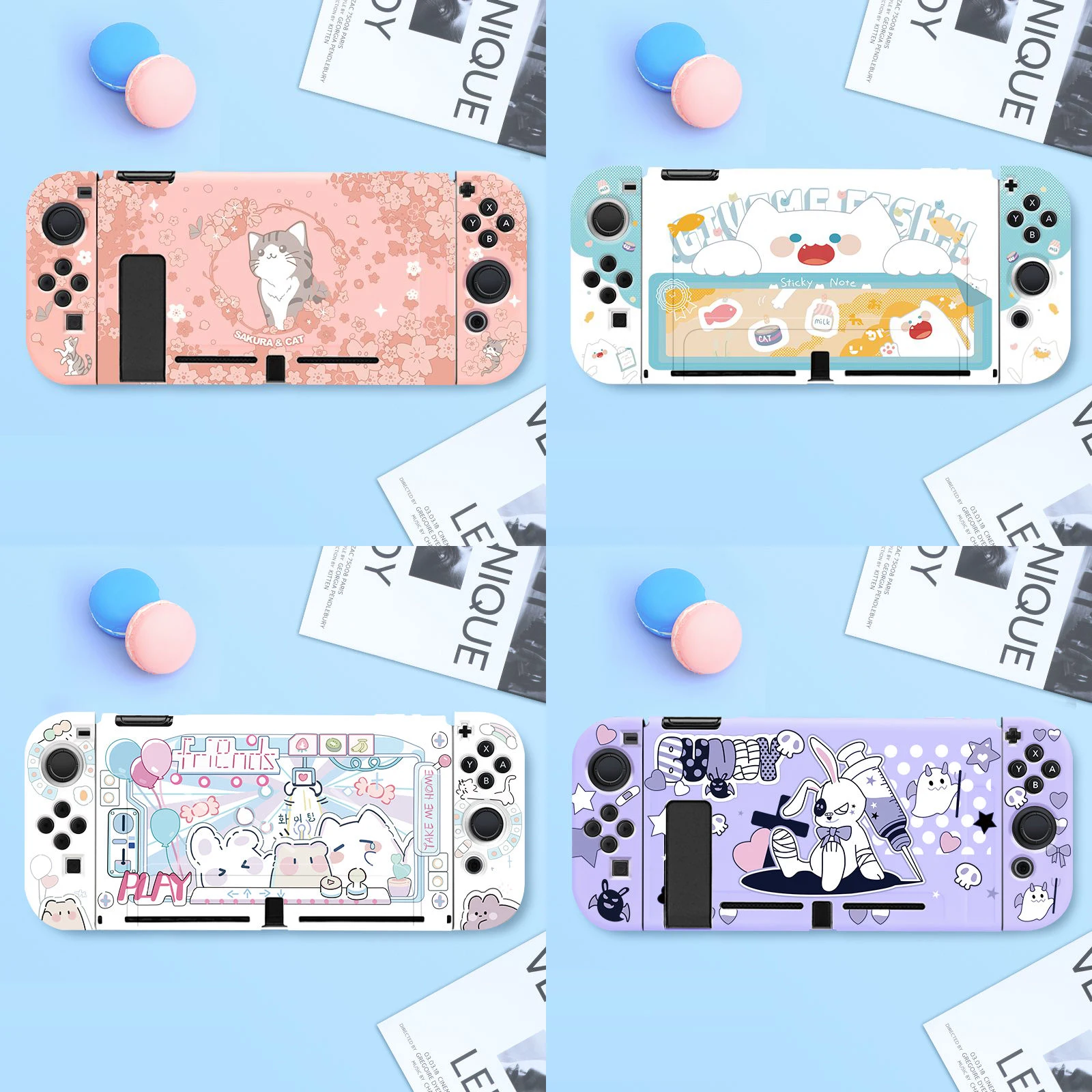 

Hot Design TPU Soft Protective Case Skin For Nintendo Switch Oled NS Joy-Con Front Back Housing Shell Bumper Cover Protector