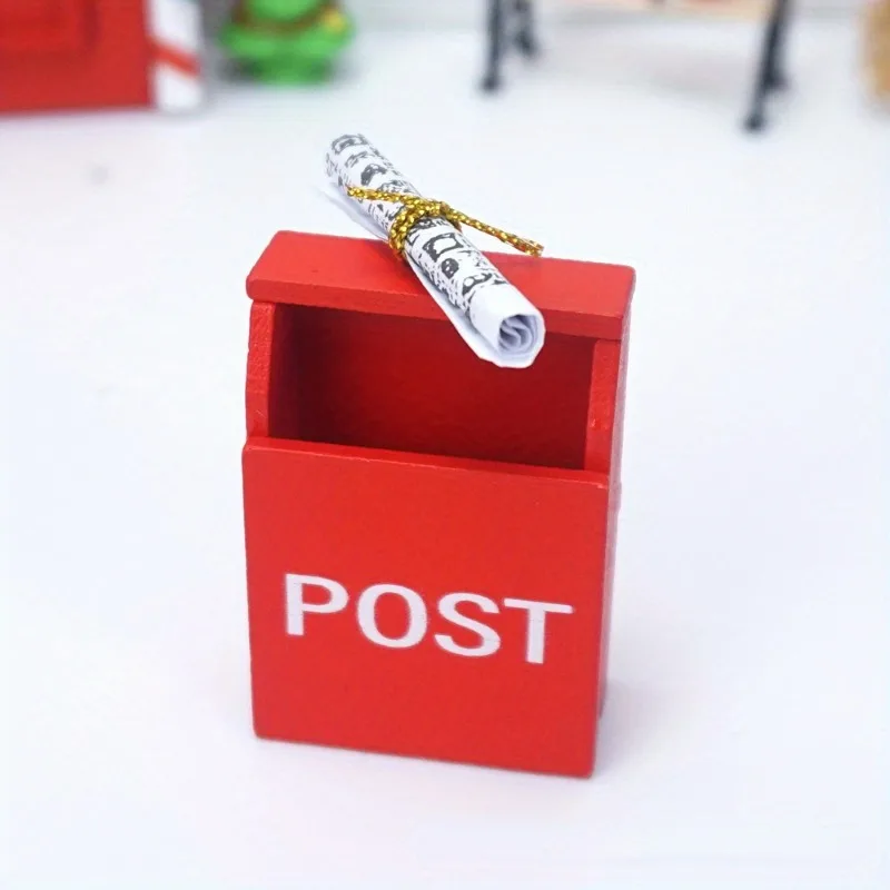 1PC 1:12 Doll House Miniature Mini Mailbox and Newspaper Christmas Holiday Pocket Scene Decoration