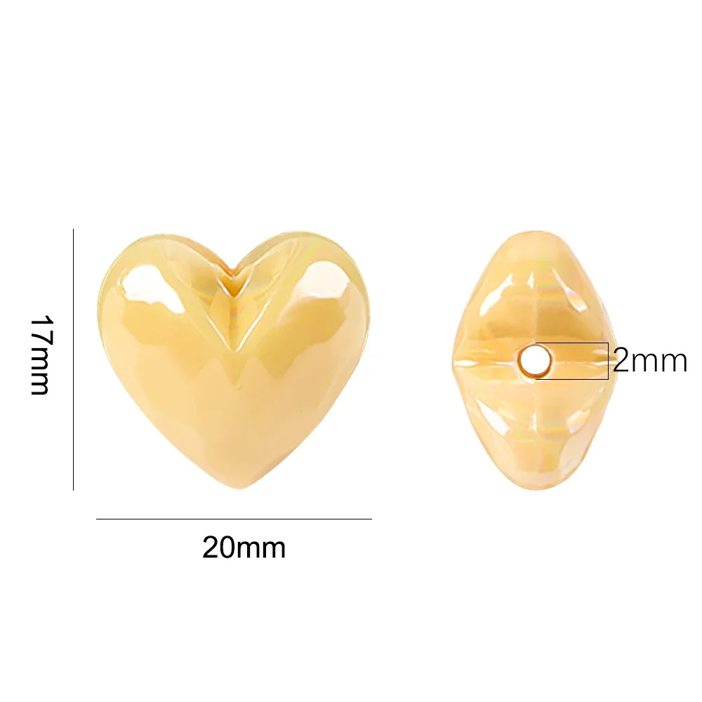 Pestrý krájet srdce vzhled akryl korále pro šperků vytváření DIY náušnice náramek 17x20mm heart-shaped šperků příslušenství