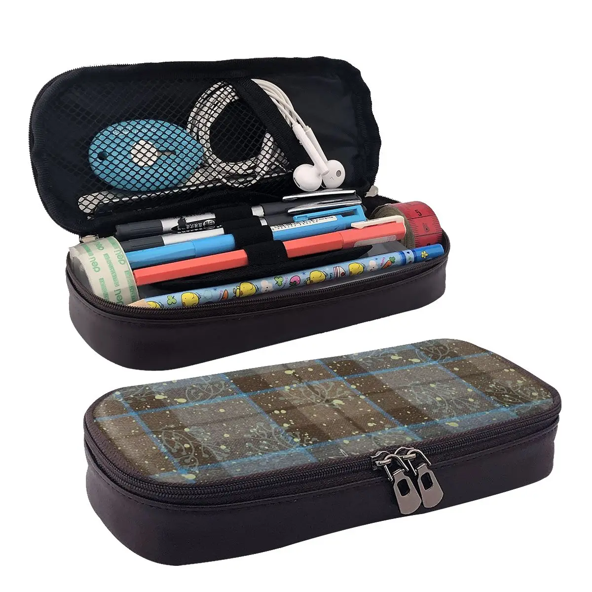 Estuche de cuero para lápices Outlander TV Clan Fraser Tartan Windblown, caja para bolígrafos escolares, bolsa para lápices, suministros de papelería, bolsa para guardar bolígrafos