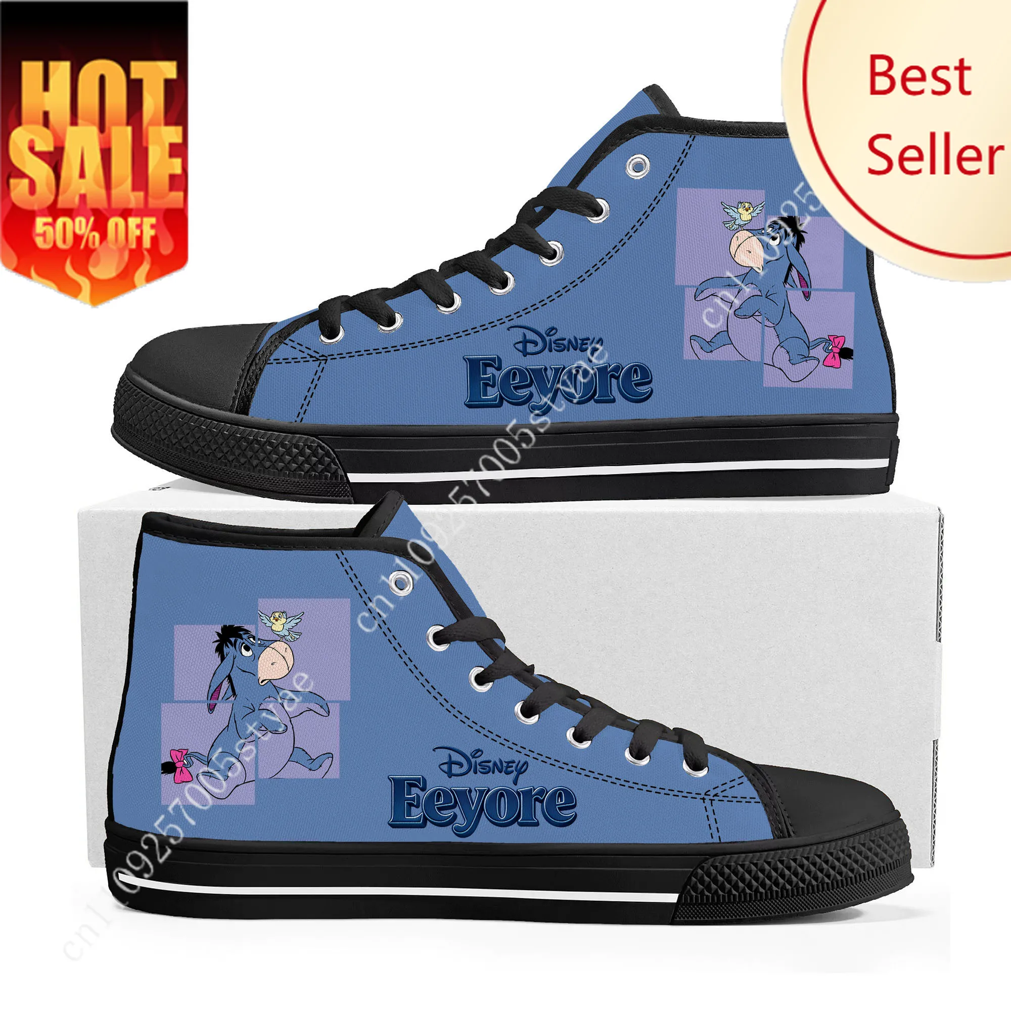 

Eeyore High Top Sneakers Disney Cartoon Movie DIY Decorate Shoes Design Your Photo Party Holiday Gifts Custom Shoe
