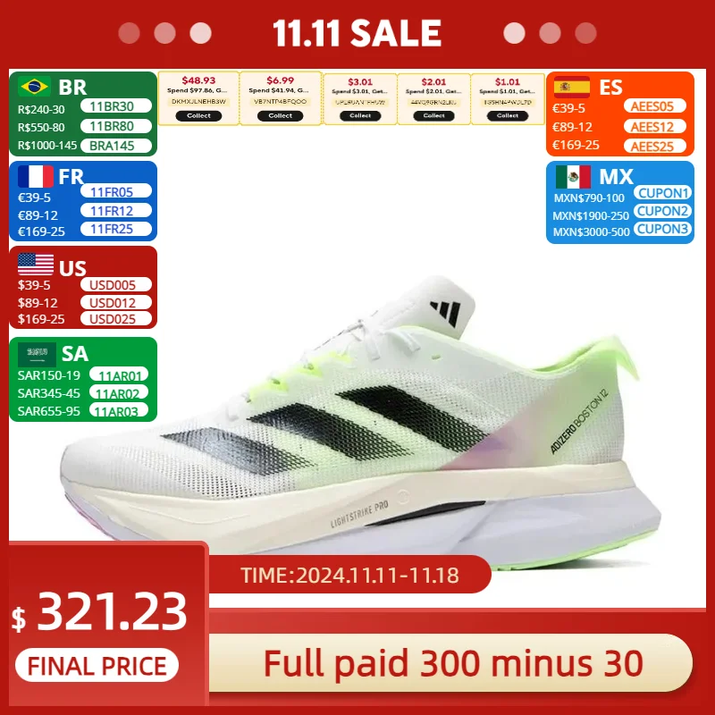 Adidas original Adizero Boston 12 shoes men new style Marathon Training Running Shoes Comfort and Breathability Sneaker