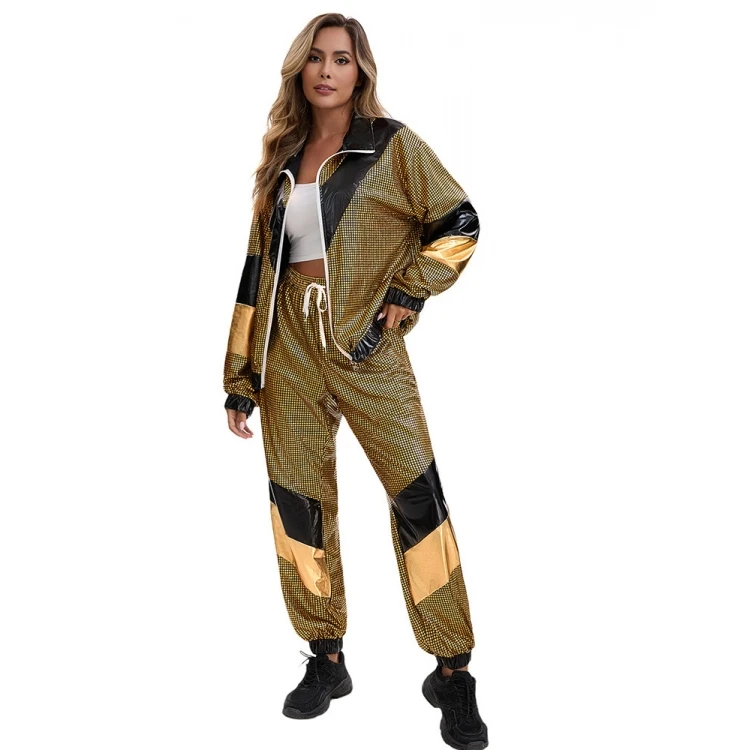 80s Disco Sportswear Jaet And Pants Cosplay Costume loween Stage Performance Outfit Women's Ethnic Faion Summer 2025