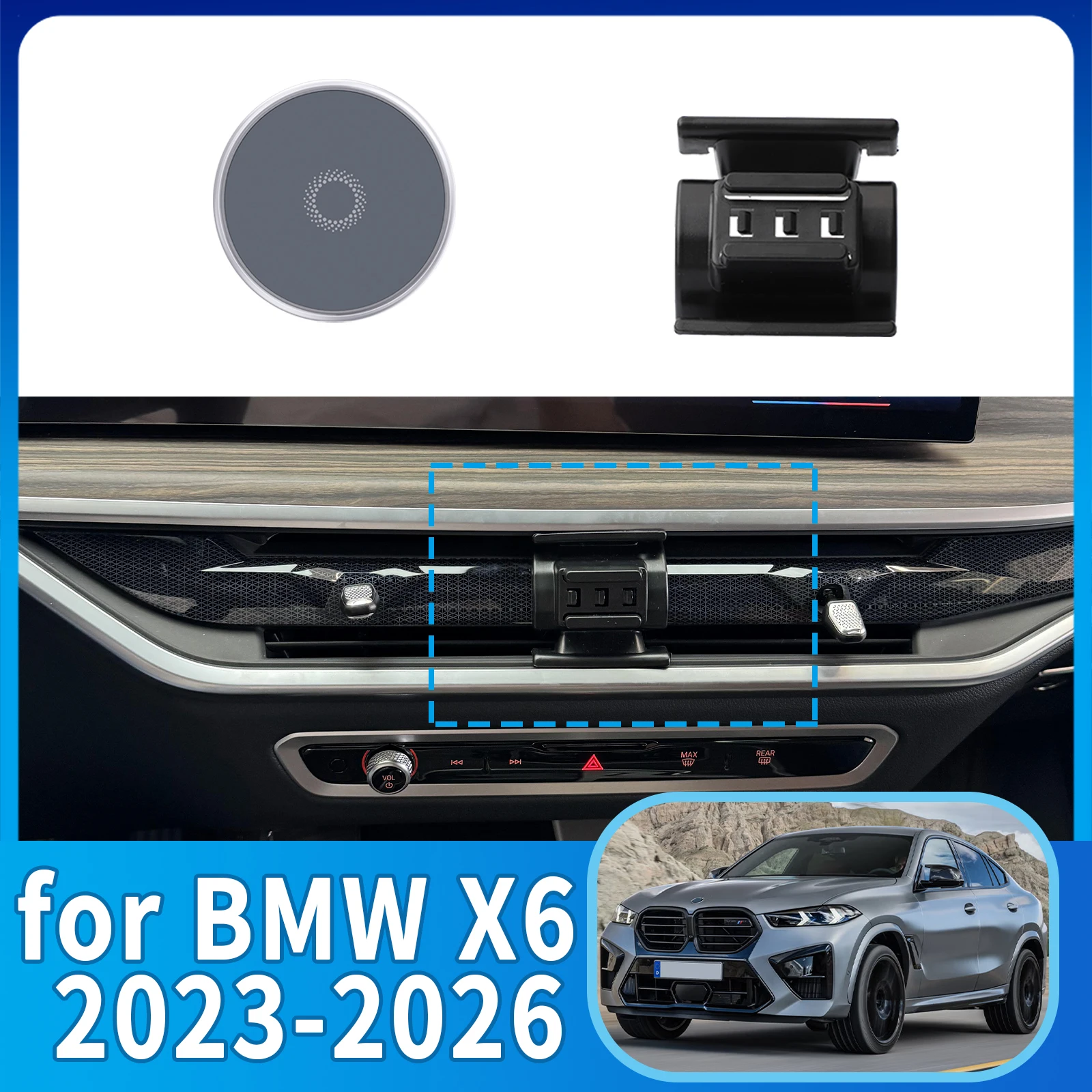 

fit for BMW X6 2023 2024 2025 2026 Custom Fit Phone Holder Mount Dashboard Screen Base No Drill Car​​ accessoires