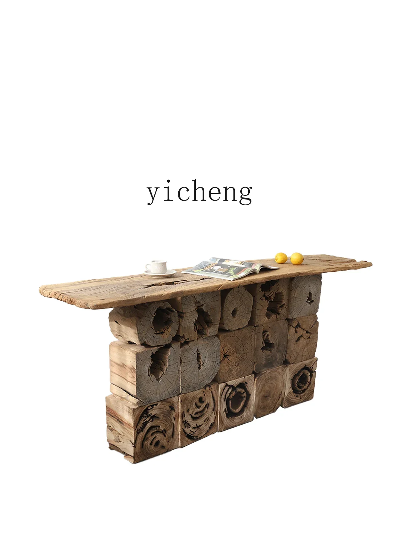 Wabi-Sabi Style Simple Retro Solid Wood Living Room Coffee Table for Home Use and Guesthouses