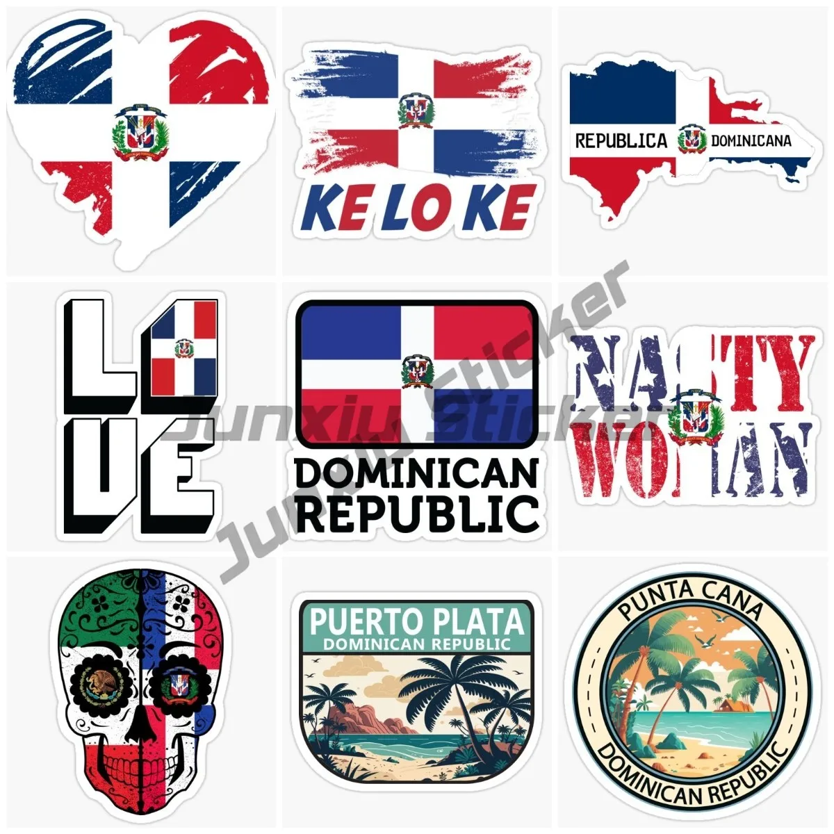 Creative Dominican Republic Flag Map National Emblem Decal Vinyl PVC Suitable for Scooters, Motorcycles, Cars Decal