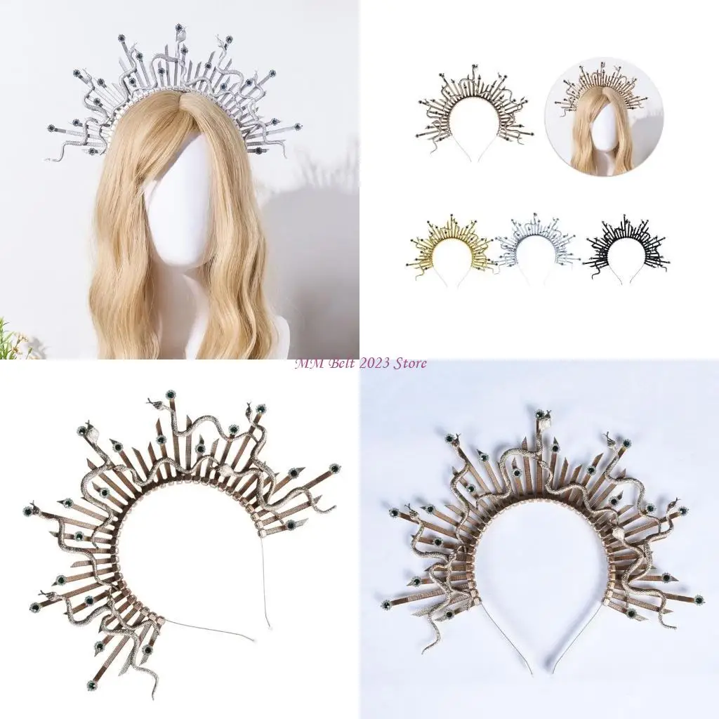 49me-ゴシックデザインスネークかぶとパーティーヘッドバンドヘアアクセサリー音楽祭や写真の小道具に最適