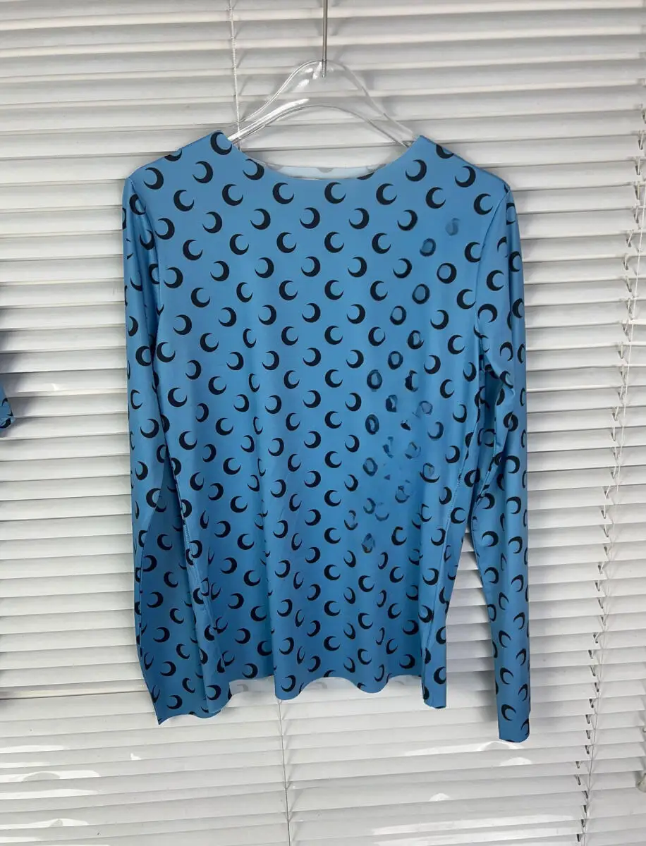 Moon Printed Long Sleeve T Shirt and Shorts Women New Fashion Summer Casual Versatile Sunscreen Round Neck Tops