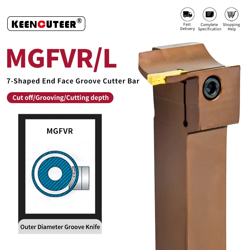 Mgfvr l Cortador de Ranhura Facial em Forma de Mgfvr320 325 Faixa de Processamento de Cabeça Dupla 22 30 50 400 Inserção de Carboneto Mgmn300 Ferramenta de Entalhe