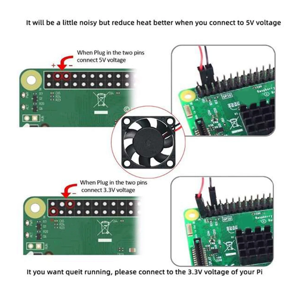BABQ 4 قطع مروحة تبريد وحدة المعالجة المركزية بدون فرش، مبرد تبريد 3.3 فولت 5 فولت لـ Raspberry Pi4 Pi3 B+، Pi 3، Pi 2، Pi 1 B+
