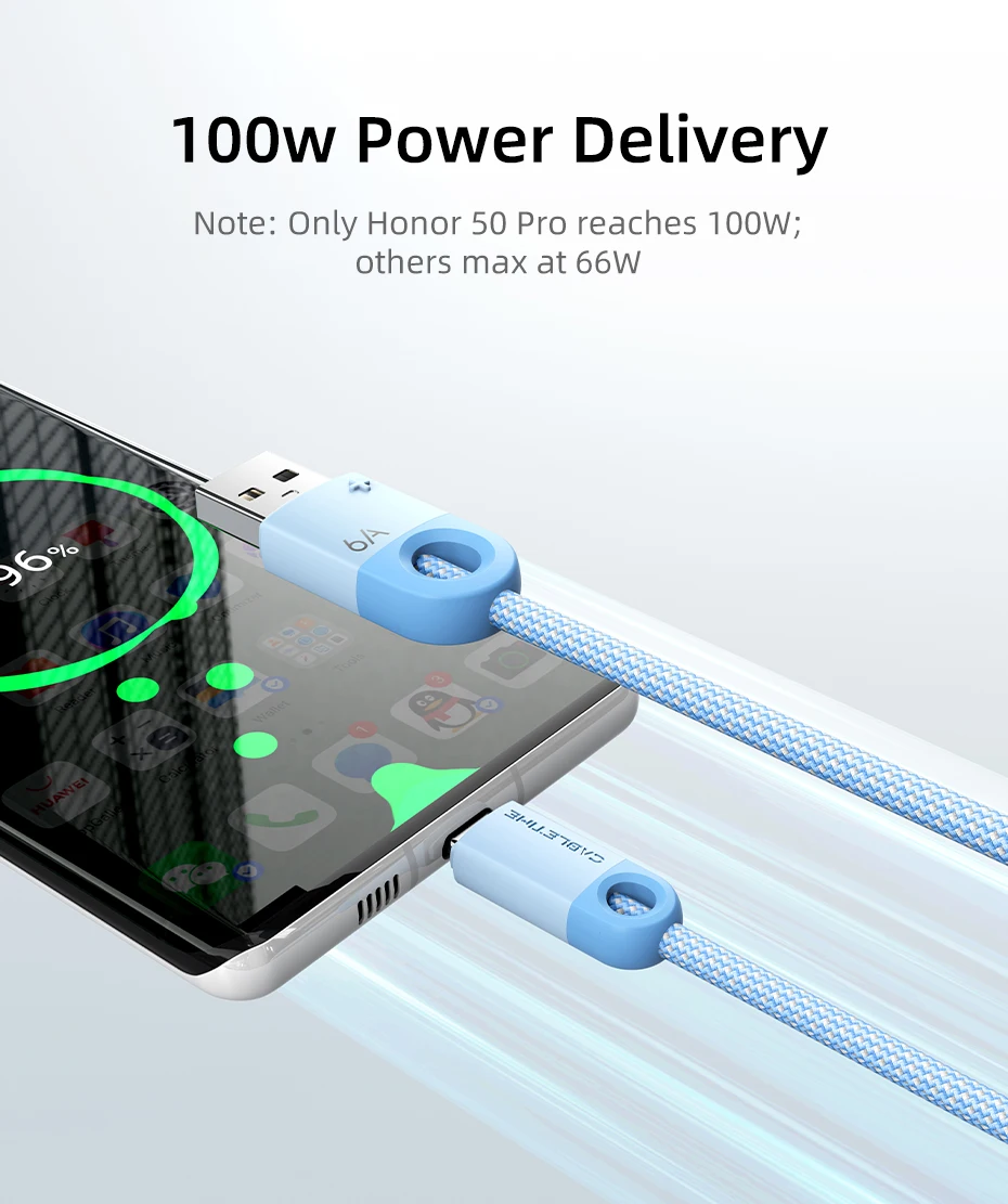 CABLETIME USB A auf USB C Kabel 6A Super Ladung Telefon Kabel Für Huawei Mate 60 Honor 100 W/88 W XIAOMI Schnelle Ladekabel – Detail 4