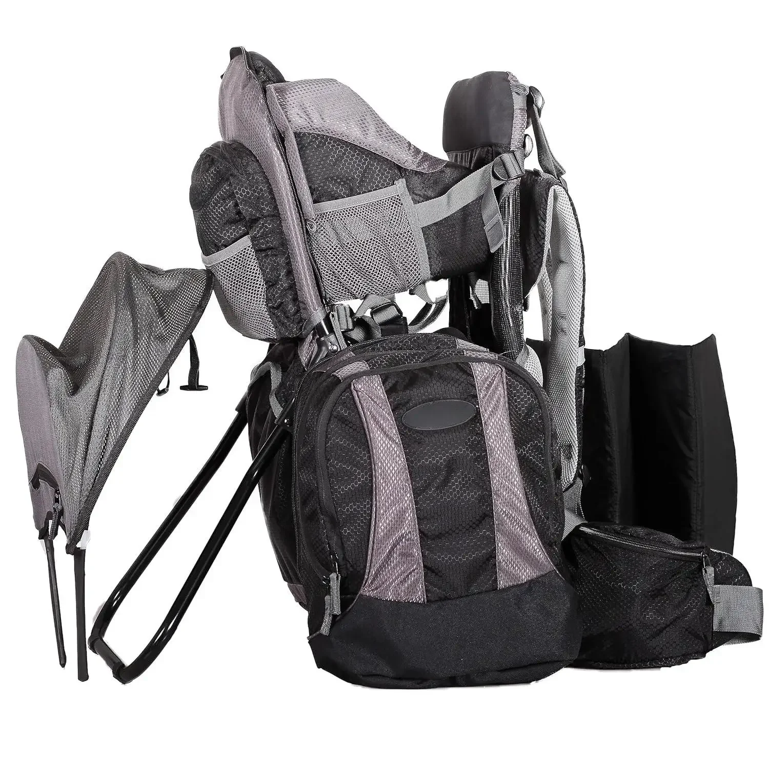 w-Carrier バックパック - 快適な幼児/ベビーバックパックキャリアシステム、おむつ交換パッド、断熱ポケット、雨よけと日よけ付き