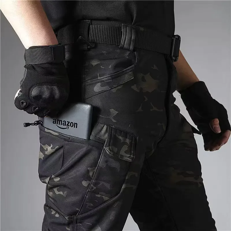 New Men's Winter Waterproof Mountaineering Skiing Fleece Fishing Tactical Work Pants Camping Hiking Hunting Pants