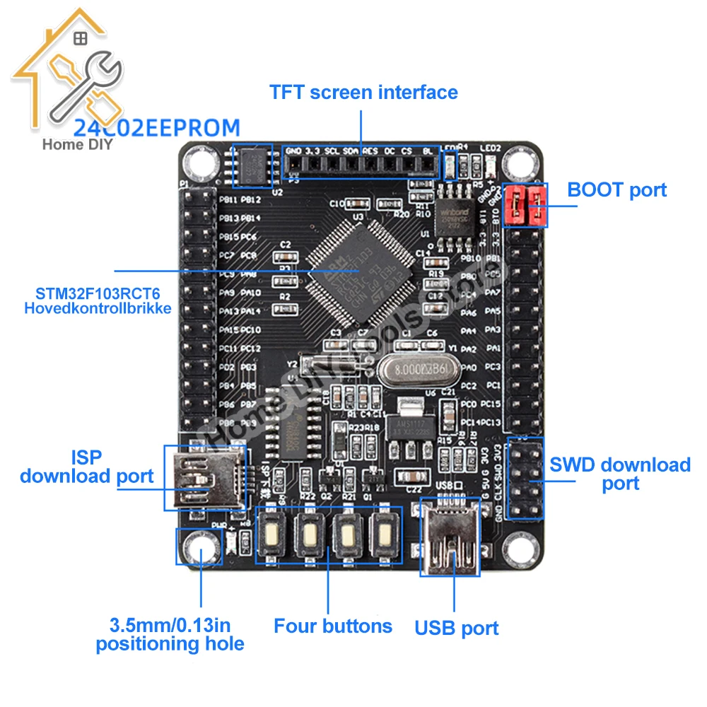 STM32F103RCT6 Development Board Small System Board STM32 Embedded Learning Board with LCD Screen Display