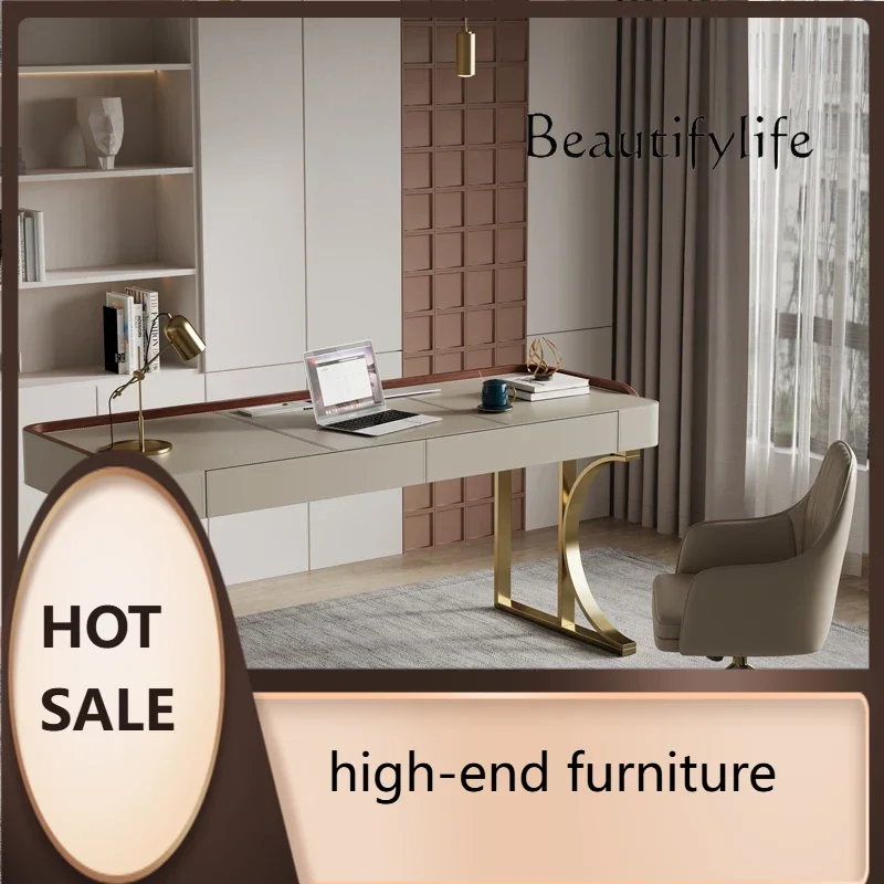 

PW 55, итальянский современный минималистичный письменный стол, седло, кожаный стол для кабинета, гостиной, компьютерный стол из цельного дерева, письменный стол для босса