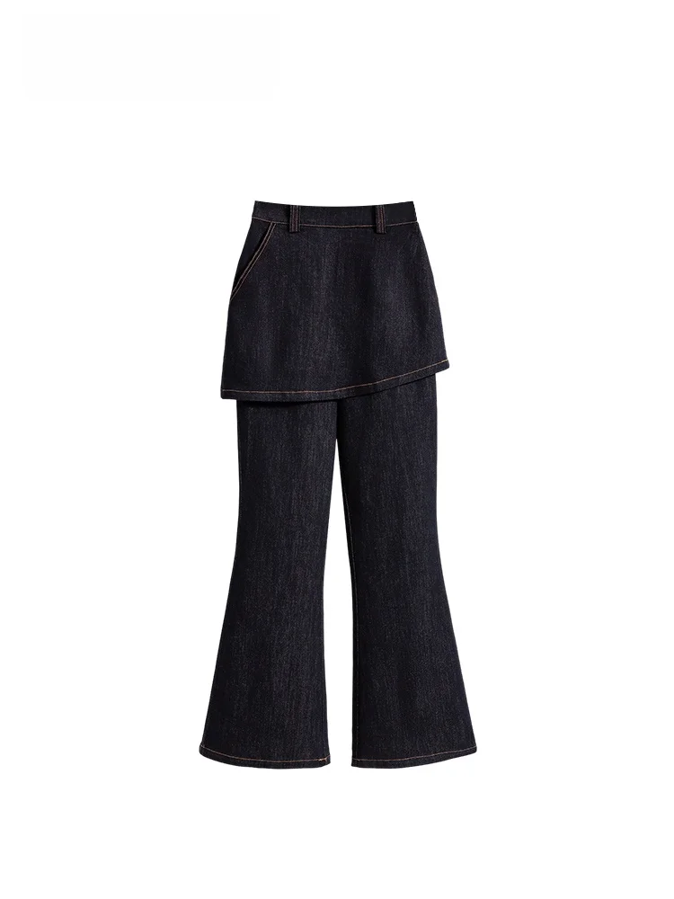 

Женские джинсы с высокой талией и широкими штанинами, новинка ранней весны, модель для фигуры типа «груша», повседневные брюки из смесового хлопка