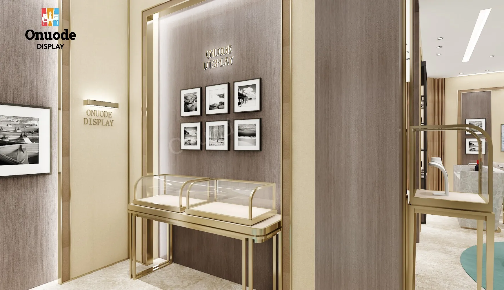 Custom.High-End Luxury Curved Glass Jewelry Display Cabinet with LED Lighting for Retail Store Showroom Use