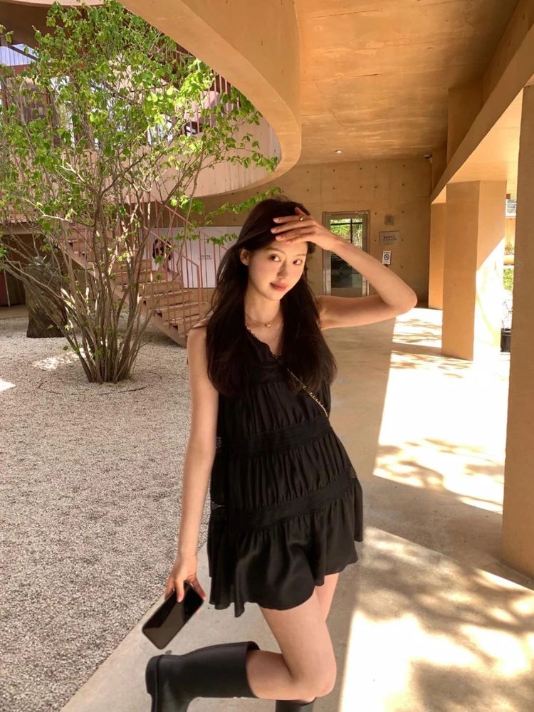 Emagrecer V-Ne Svel feminino Dr Dongda Gate saia de bolo em camadas ocultando carne Little Bla Dr casual cintura alta...