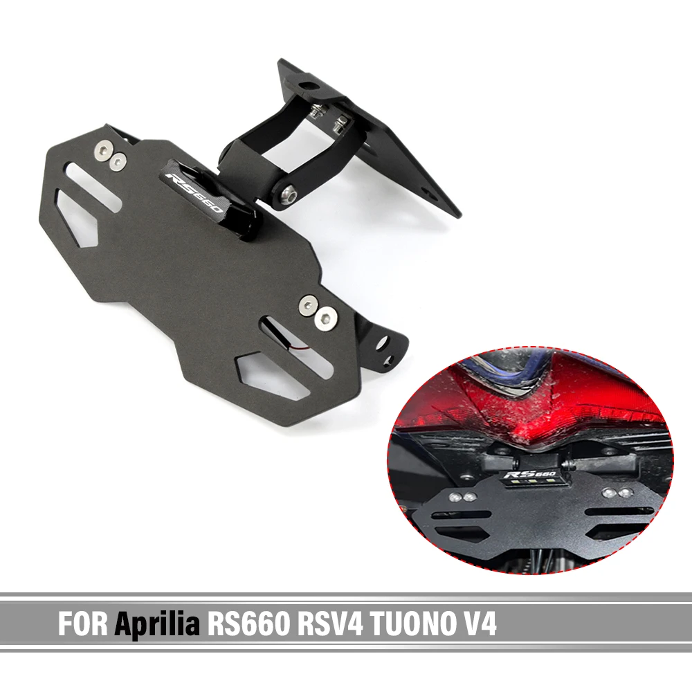 For Aprilia RS660 TUONO660 RSV4 FACTORY Motorcycle Rear License Plate Holder Bracket With LED Light License Frame Plate Holder