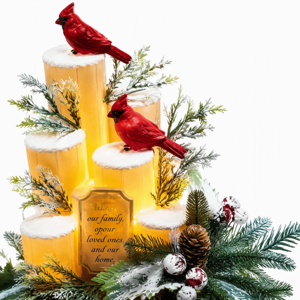 Reindeer, Santa Claus, Snowmen, Angels Christmas Decoration Resin, Hand-painted LED Candle Light Craft, Warm White LED