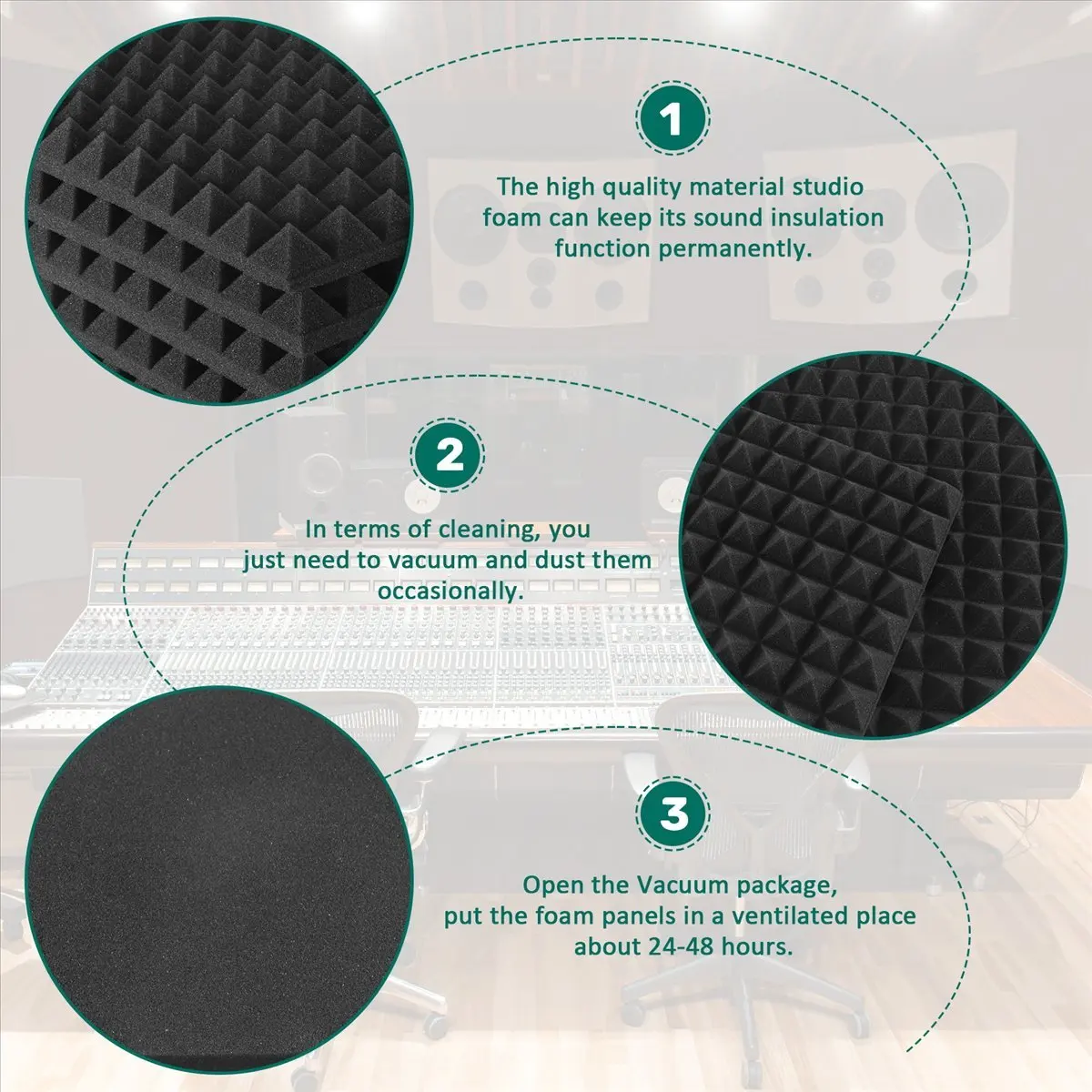 12 عبوة من لوحة معالجة الحشو المقاومة للصوت على شكل هرم عازلة للصوت للعزل #1