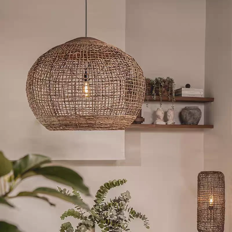 

Southeast Asian style creative handmade lantern shaped pendant light, rattan woven pendant light YX316ZN