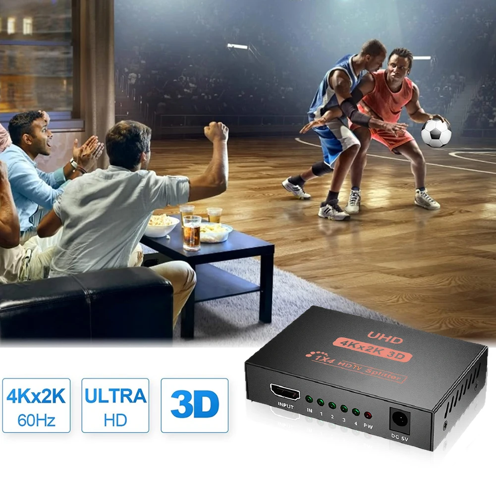 4K 30HZ HDMI-kompatibel Signal Verteiler 1080P Dual Display 1 in 4 Out Video Switcher 3D HDCP für HDTV DVD PS3 Xbox