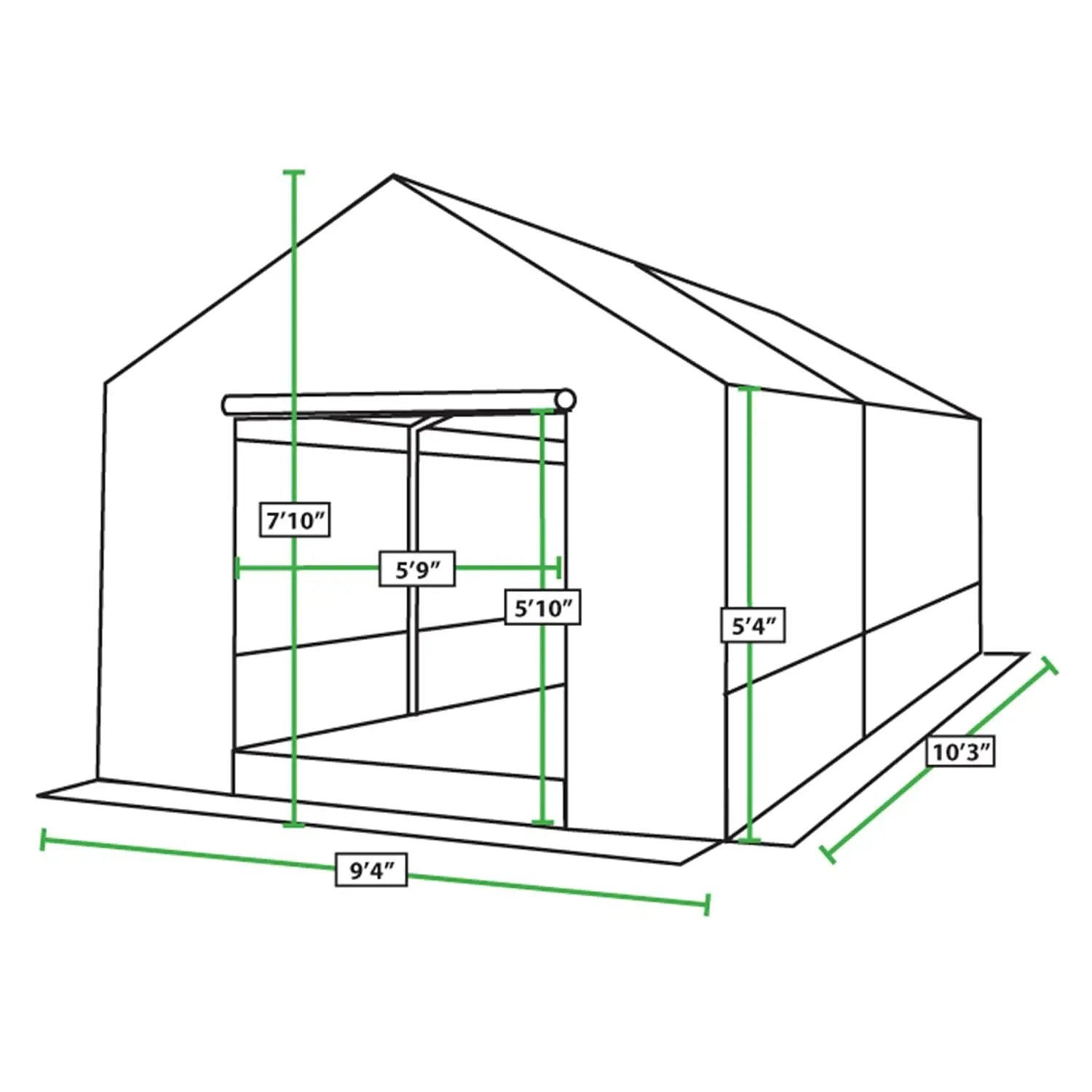 10x10ft Greenhouse with 1-3/8in Steel Frame, 6-Leg, Opaque Cover, Customized
