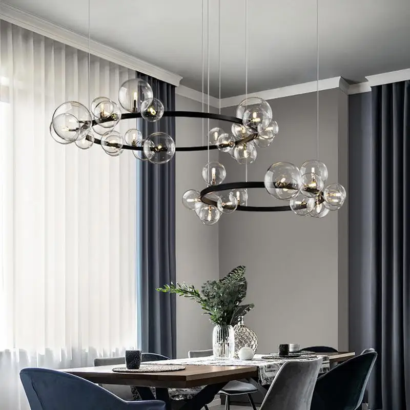 Imagem -03 - Black Indoor Pendant Light Lustres para Sala de Jantar Kitchen Chandelier g9 Novo 2024