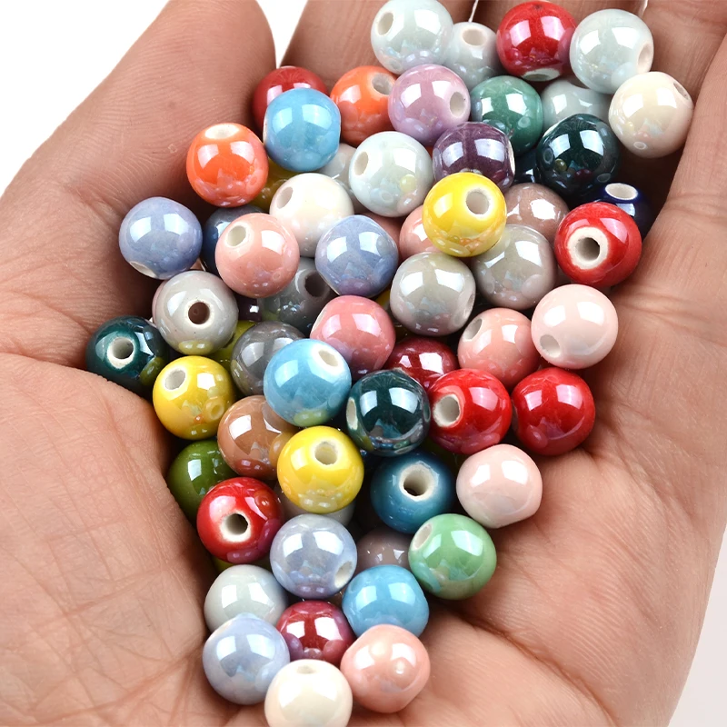 8mm 10mm Multicolor Round Ceramic Beads Porcelain Loose Beads For Jewelry Making Bracelet Necklace DIY Accessories