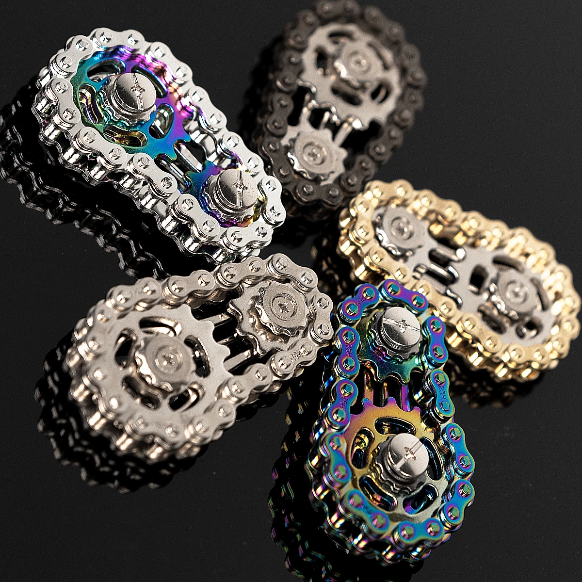 سلسلة دراجات إصبع سبينر، لعبة تململ من الفولاذ المقاوم للصدأ بتصميم صامت باستخدام الحاسب الآلي للبالغين، أداة تخفيف التوتر والمكتب والتركيز، #2