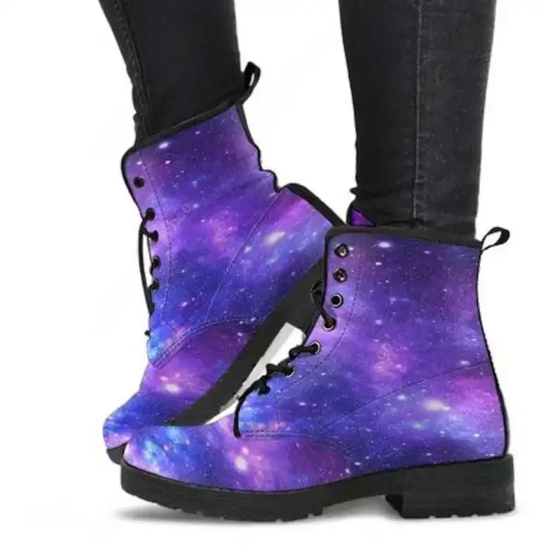 Botas de cuero Galaxy / Diseño personalizado artesanal Galaxy / Botas de invierno para hombre y mujer / Regalo para amantes de la galaxia