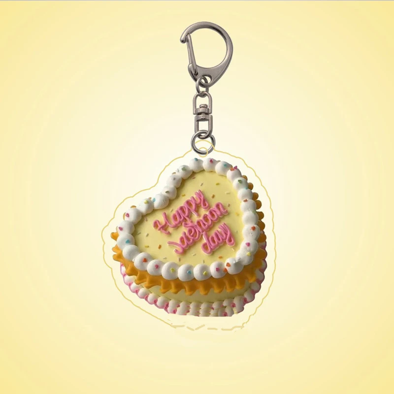 Creative Birthday Cake Shape Keychain Cute Acrylic Imitation Cake Pendant Key Rings Women Girls Backpack Key Chain Jewelry Gifts