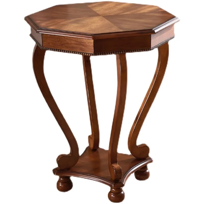 Couch side few American living room corner few all solid wood octagonal small coffee table bedside table balcony casual phone ta