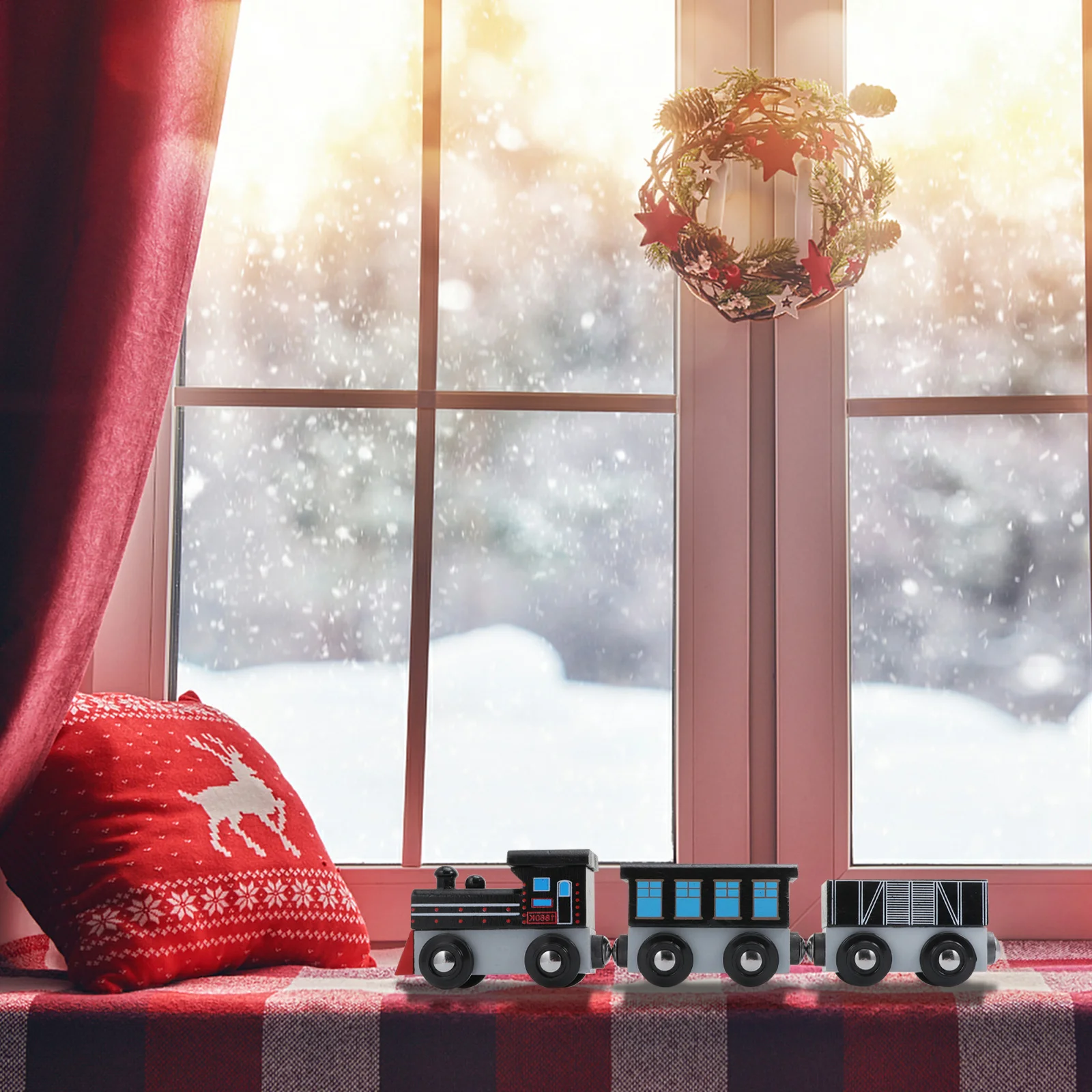 6Pcs Holz Drei-Abschnitt Gemalt Magnetische Zug Frühen Pädagogisches Spielzeug Kinder Geschenk Belohnung Dekoration Holz Zug Spielzeug