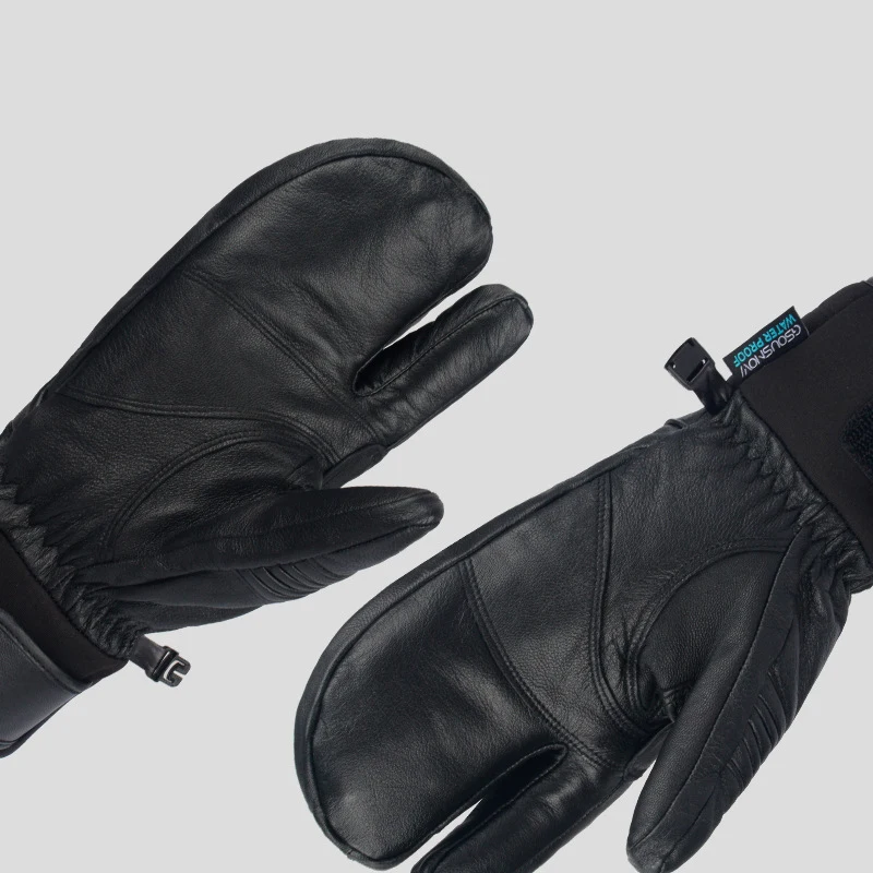 Sarung tangan salju wanita kulit tahan air sarung tangan ski pria olahraga gunung luar ruangan sarung tangan snowboard hangat sepeda motor bagian dalam 5 jari