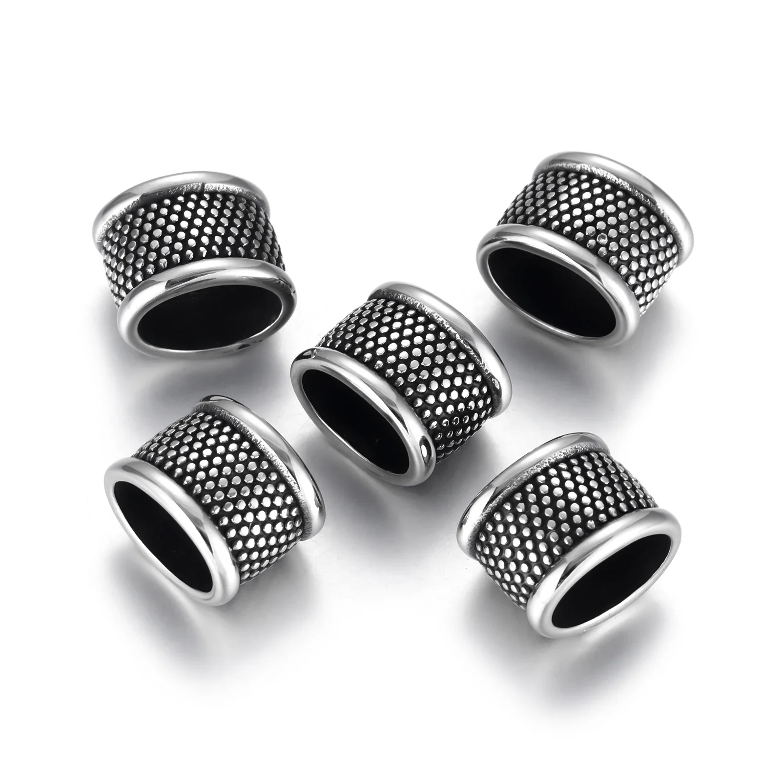 Stainless Steel Slider Beads Leopard Hole 12x6mm for Charm Bracelet Making Leather Jewelry DIY Slide Charms Accessories