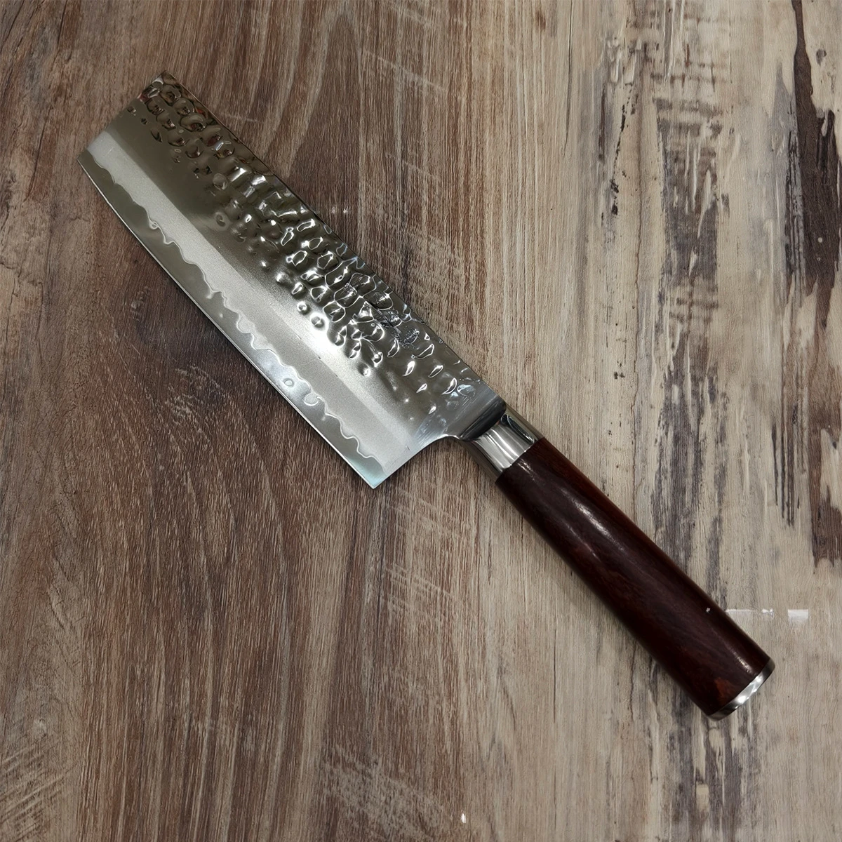 RHON 6.8inch Nakiri Knife Forged Hammer VG10 Clad Steel Cuisine Kitchen Vegetable Cutting Meat Cleaver Slicing Utility  Knives