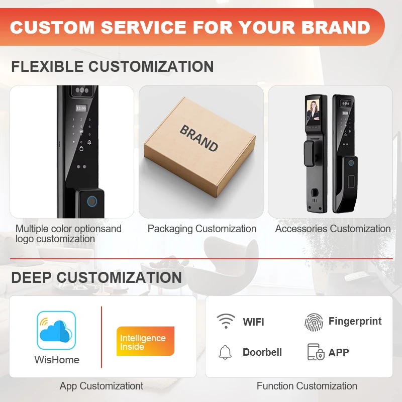 004 2024 New Style Tuya Wifi Video Intercom 3D Face Recognition Fingerprint Lock Intelligent Door Lock High-end Smart Door Lock