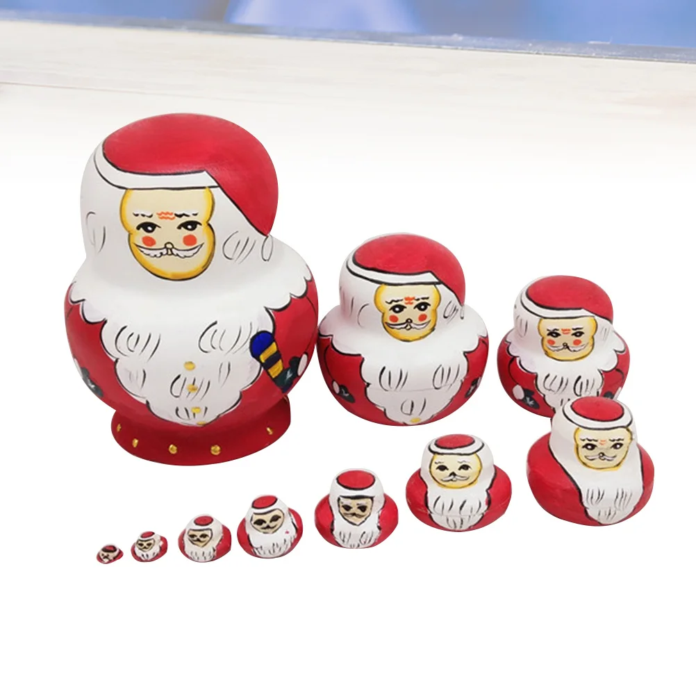 10 pçs russo nidificação papai noel boneco de neve conjunto caixas de armazenamento decorativas presente de natal coleção natal santa nidificação brinquedos