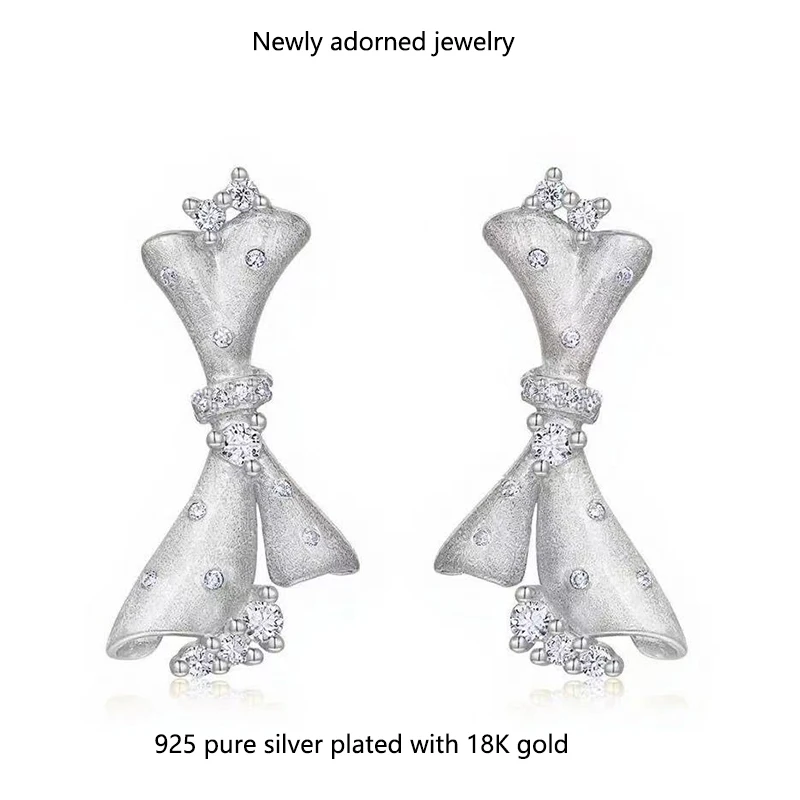 

Fashionable Italian Small Dress Earrings - S925 Sterling Silver Earrings Inlaid with Moissanite, Retro Court-style Earrings for
